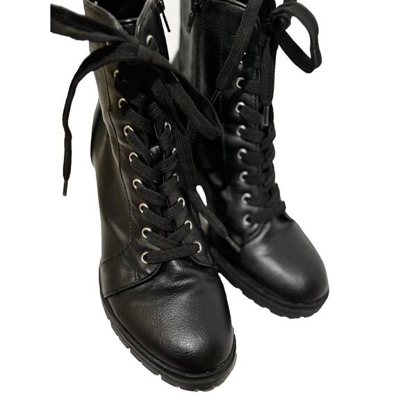 Brash block heel Chunky Combat Boots Women's Sz 8.5 Black Zipper Grunge goth - Picture 2 of 12